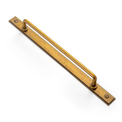 Poignée d'armoire longue et étroite Goo-Ki, bronze champagne et laiton antique, plaque arrière amovible modèle G026