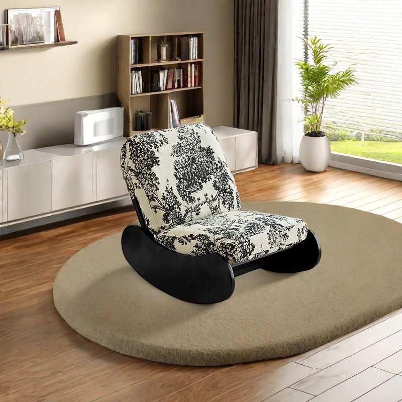 Chaise berçante antique en bois massif, Noir