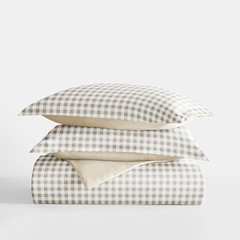 Natural Gingham Twin/Twin XL Polyester Duvet Cover Set