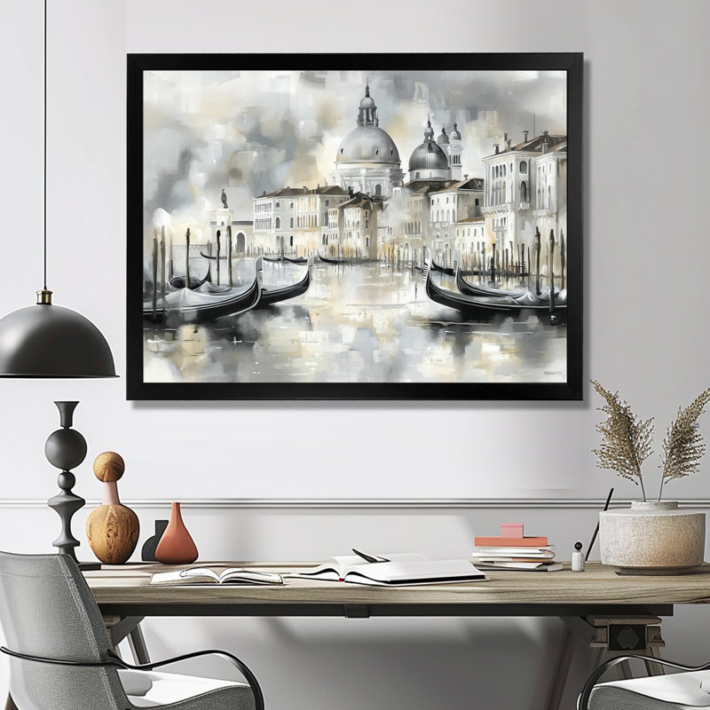 Décoration murale Minimal Venice Grand Canal II - Venise, Reproduction encadrée d'une seule photo sans pass, Black