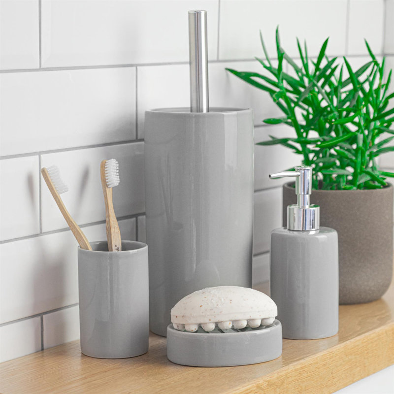 Harbour Housewares - Ceramic Toothbrush Holder, Grey
