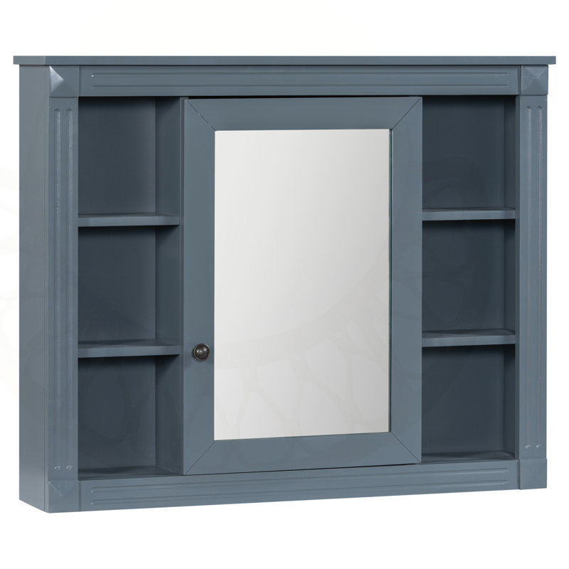 Armoire de rangement murale de 35 po x 28 po avec miroir, design moderne et tablettes réglables pour une organisation efficace