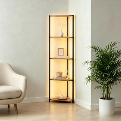 146.6 cm H x 48 cm W Steel Corner Bookcase
