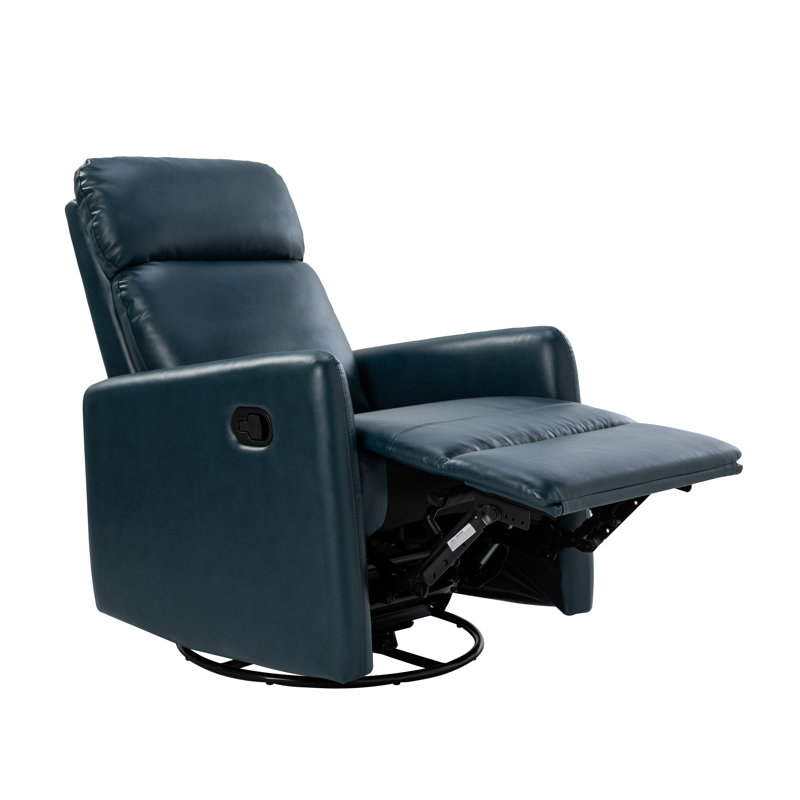 Fauteuil inclinable manuel pivotant en cuir végétalien de 26,4 po Phedra, Similicuir turquoise