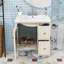 Meuble-lavabo mural 24 po avec lavabo en céramique, armoire de porte en verre et 2 tiroirs 24 po-88799866