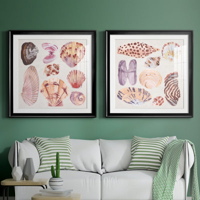 Ocean Sounds III - Matted and Framed Under Acrylic Glass, Set of 2, Coastal Wall Art for Living Room