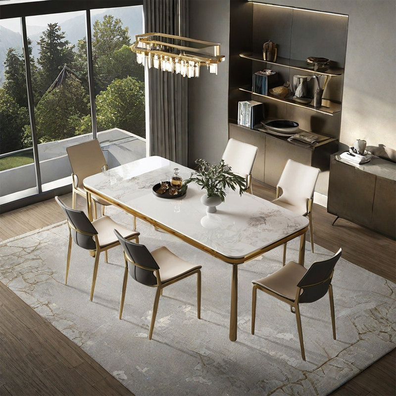 Italian style modern falshion dining table sets, 29.5" H x 78.7" L x 35.4" W