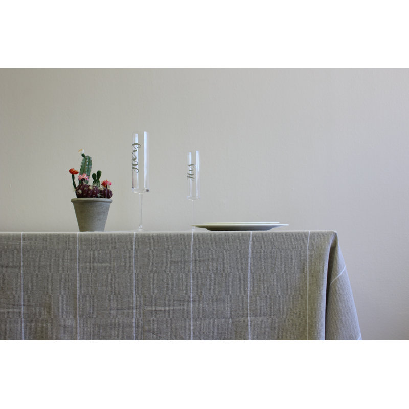 Cannady Striped 100% Cotton Tablecloth, Green, 72" L x 54" W