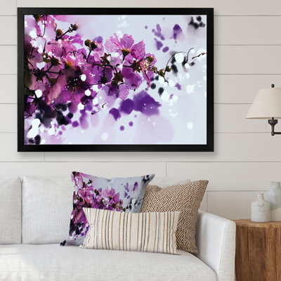 Fleurs mauves III - art mural traditionnel sur toile