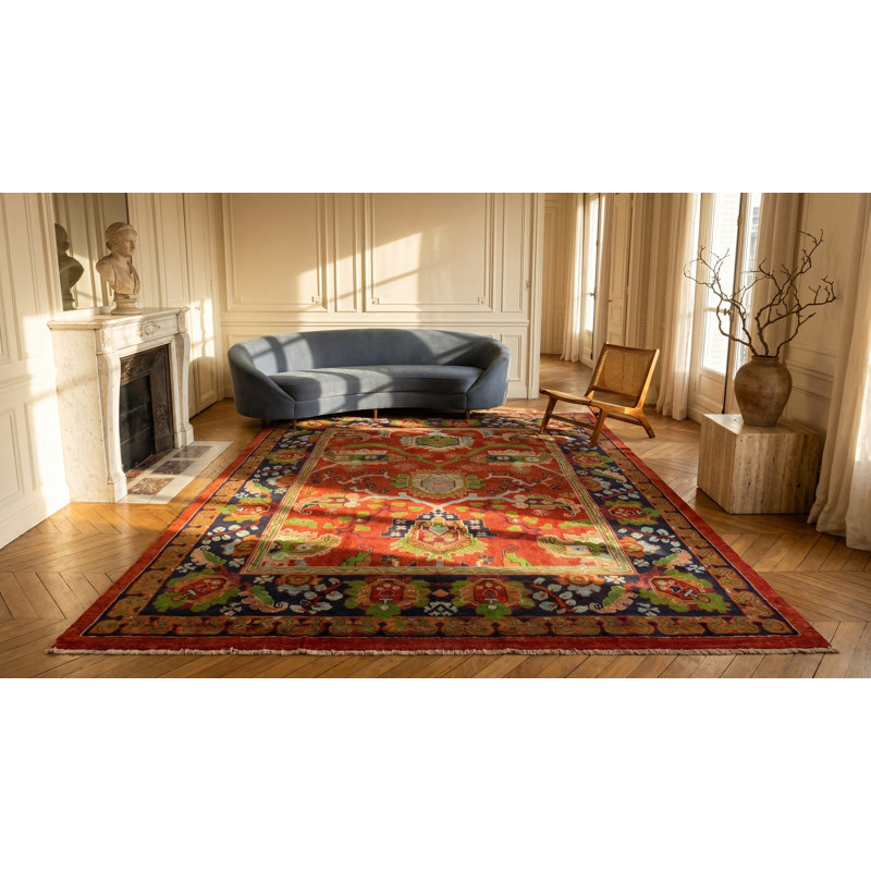 Rustic Square Antique Large Scale Irish Donegal Gavin Morton Arts and Crafts Deign Rug