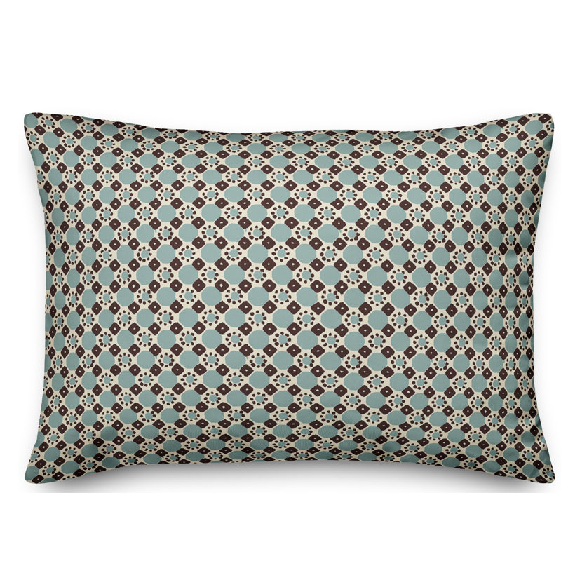 Coussin Folk, Bleu / Brun