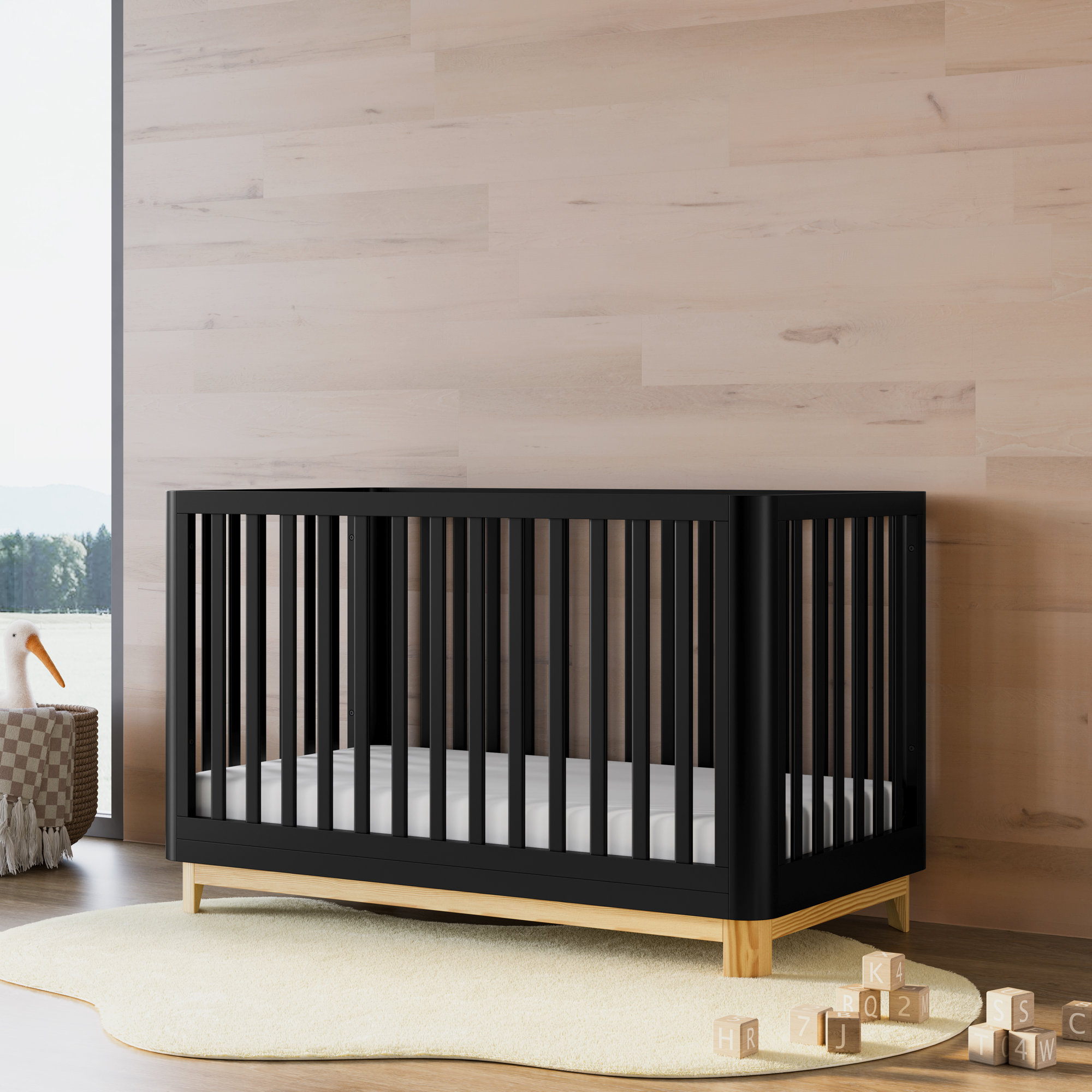 Santos 3-in-1 Standard Convertible Crib, Black
