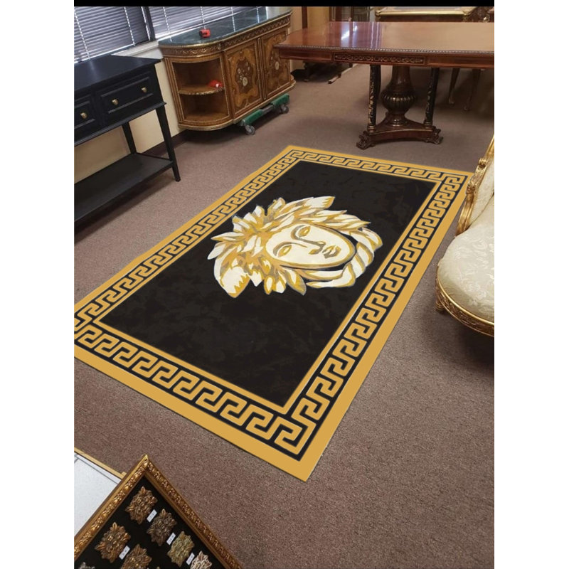 Woodfin Area Rug in Black/Yellow