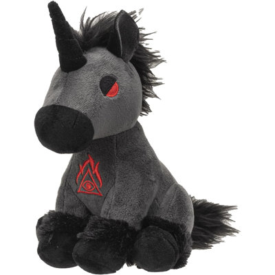 Mythique fantaisie légendaire licorne noire foncée enfoirée en peluche
