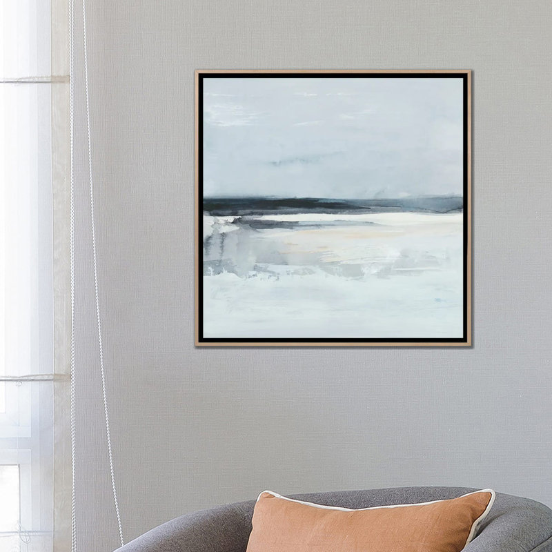 Inky Coastline I - reproduction d'art murale - toile encadrée, H 26 po x l 26 po, Beige