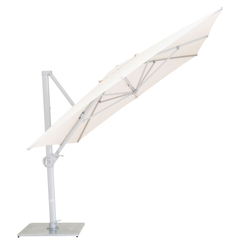 Pavone 10' Square Cantilever Umbrella (Grip Handle), Double Stack Plate - Medium, Natural, Grey