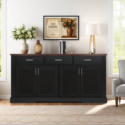 Buffet 63 "à conception cannelée avec 4 portes et 3 tiroirs