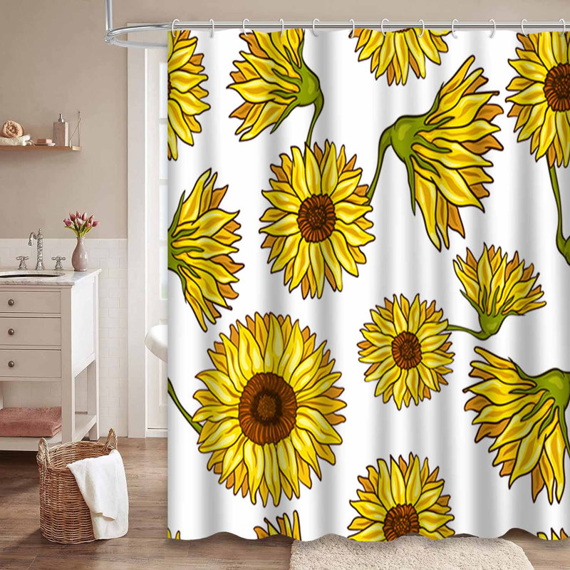 Rideau de douche imperméable en forme de fleur d'automne avec 12 crochets, L 72 po x l 72 po