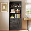Bibliothèque moderne en bois de style moderne H 71 "avec porte et 3 tiroirs, tablettes ouvertes à 3 niveaux