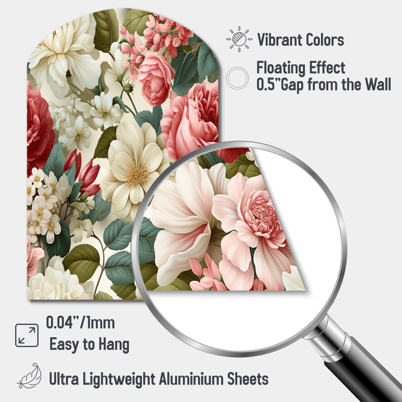 Ingle - Art mural floral asymétrique en métal, sculpture murale en arche, H 43 po x l 33 po
