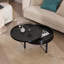 Table basse ronde moderne avec plateau rotatif en bois avec rangement et pieds en métal