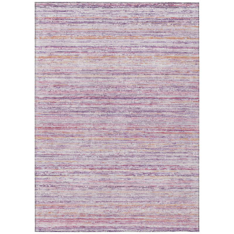 Tapis intérieur lavable rayé mauve 3 pi x 5 pi