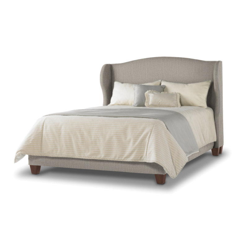 Upholstered Wingback Bed, Flax, Queen