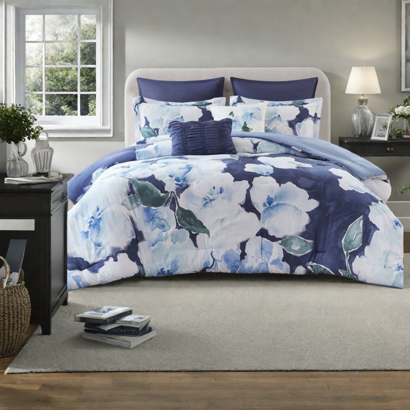 Oversized Queen Bedding Sets, Cotton Blue Multi Modern Home Comfort
