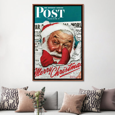 «Santa's In The News», reproduction d'art sur toile encadrée