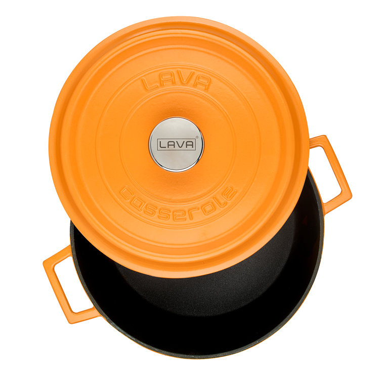 LAVA 7 Quarts Cast Iron Dutch Oven: Multipurpose Stylish Round Shape Dutch  Oven Pot with Glossy Sand-Colored Three Layers of Enamel Coated Interior