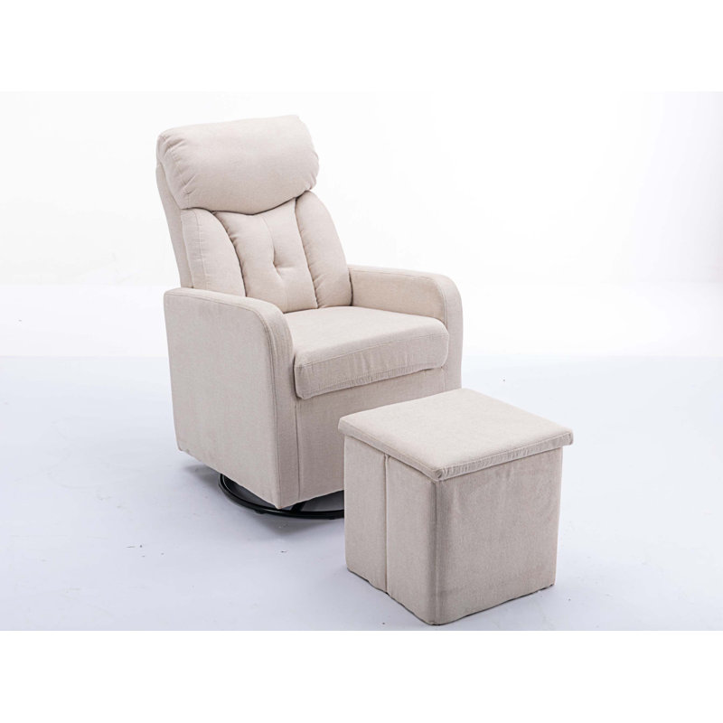 Méridienne pivotante avec repose-pieds 25,6 po Bogosta, Lin de coton blanc