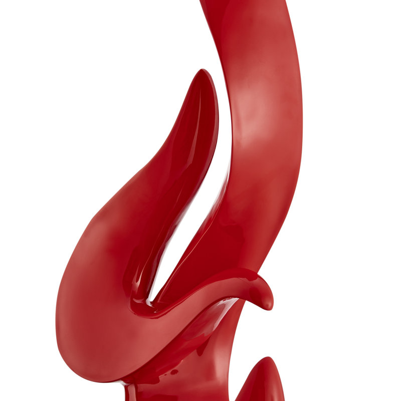 Sculpture de plancher en résine faite à la main avec base Aj Flame, Rouge / noir