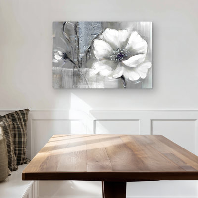 Monochrome and Silver Flowers | Office Metal Print Decor