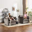 Fauteuil d'appoint à accoudoirs recouverts de chenille avec accoudoirs minces en chenille-1847797759