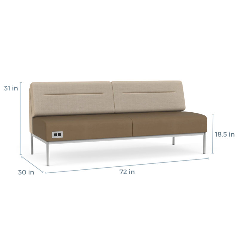 Canapé Darsey, Avec alimentation, Argent argent, Chambray calcaire; Patriot Plus taupe