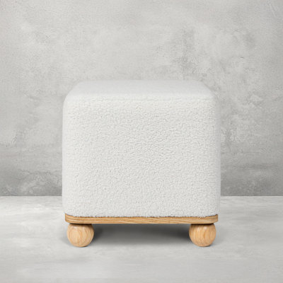 Square Boucle Upholstered Ottoman