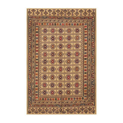 Laine tissée à la machine de style oriental/polyester beige/vert/rouge Tapis décoratif Henrika