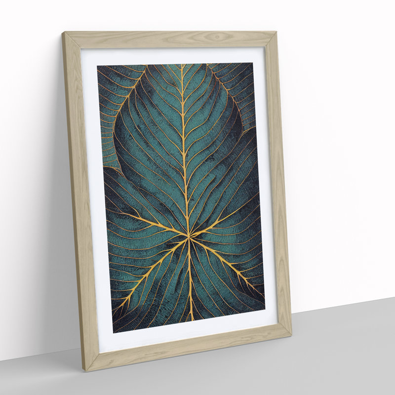 Mystical Leaf - Single Picture Frame Print, Oak, 64cm H x 46cm W