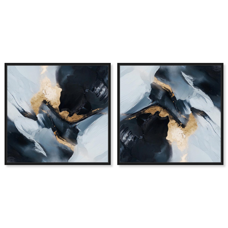 Abstrait «Interlude I Set», art Mancave par Art Remedy, H 13 po x l 13 po, Cadre noir