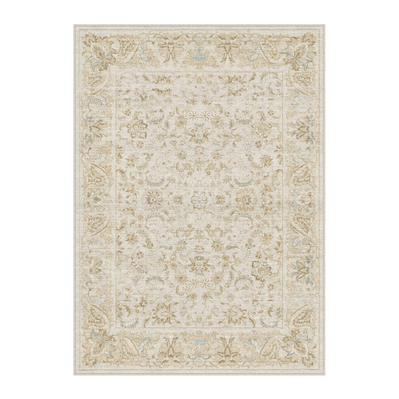Tapis oriental lavable en machine Nestiva, Beige, Rectangle 3 pi x 5 pi