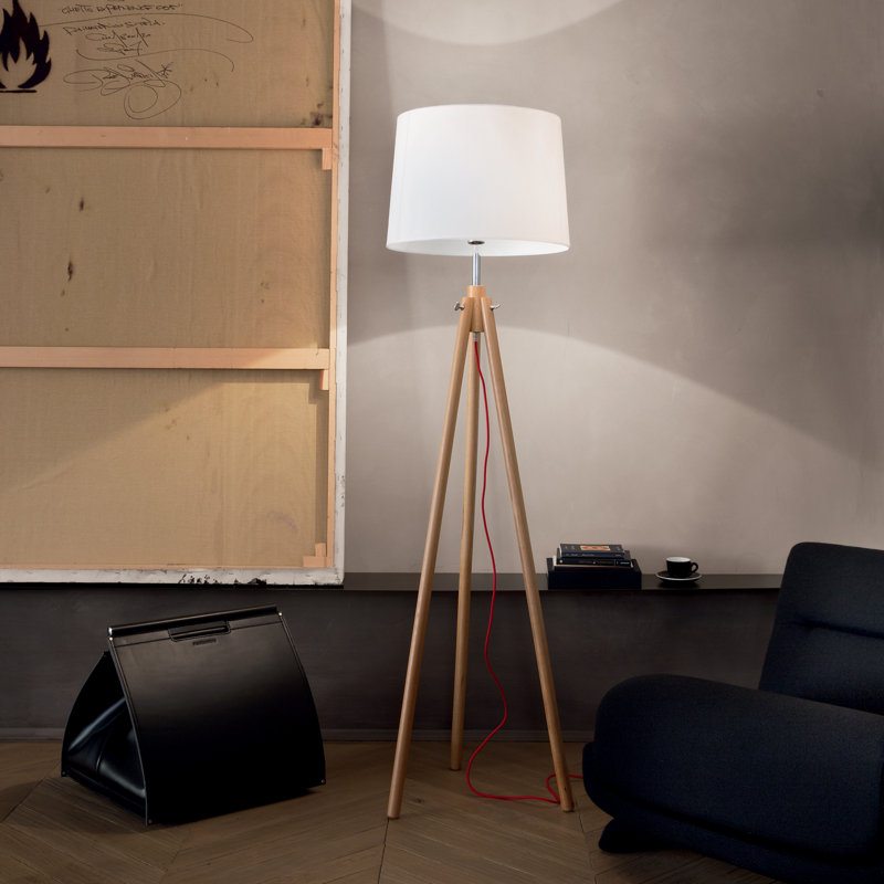 Ewart 64.57'' Tripod Floor Lamp, Brown/White