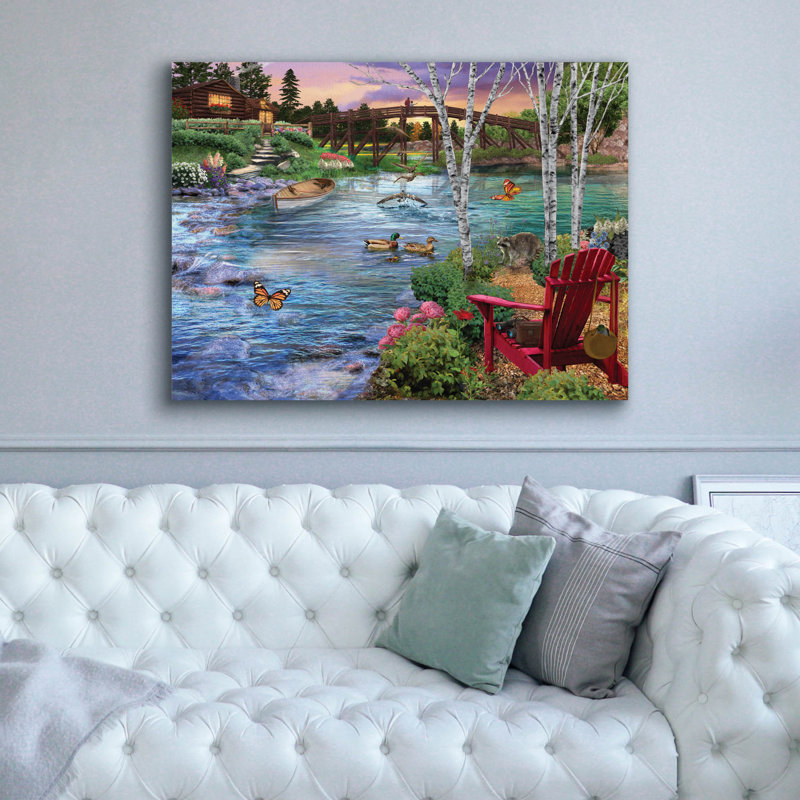 " Bridge Fishing " by Bigelow Illustrations, 40" H x 54" W x 1.5" D
