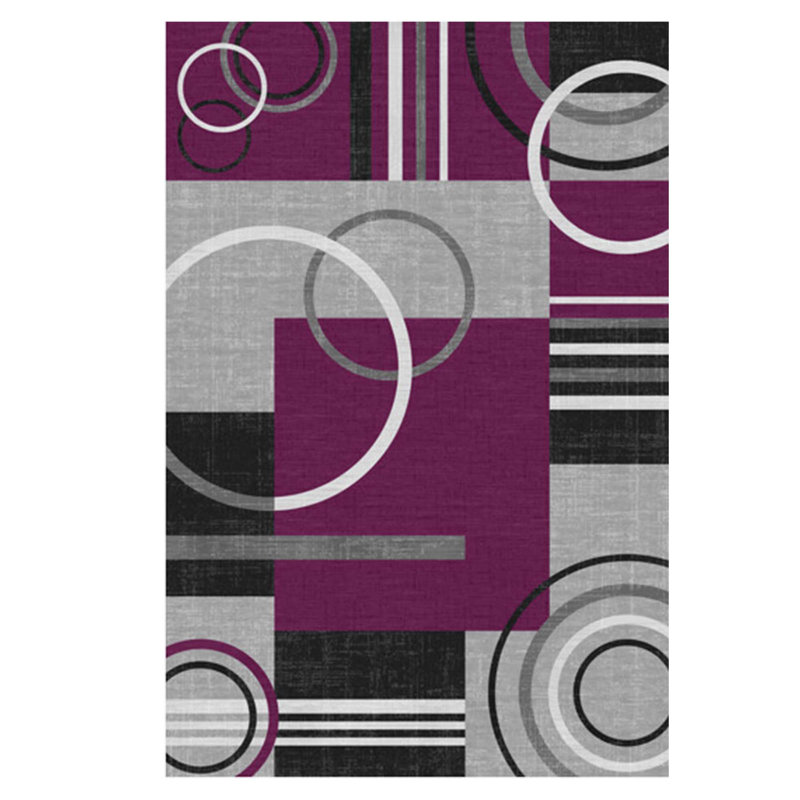 Tapis géométriques abstraits lavables pour le salon et la chambre à coucher, Mauve, Rectangle 6 pi x 9 pi