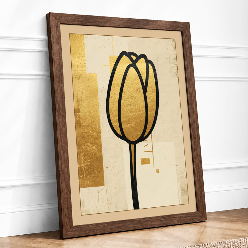 Elegant Tulip Botanical - Framed Print, Walnut, A3 - 42.0 x 29.7 cm