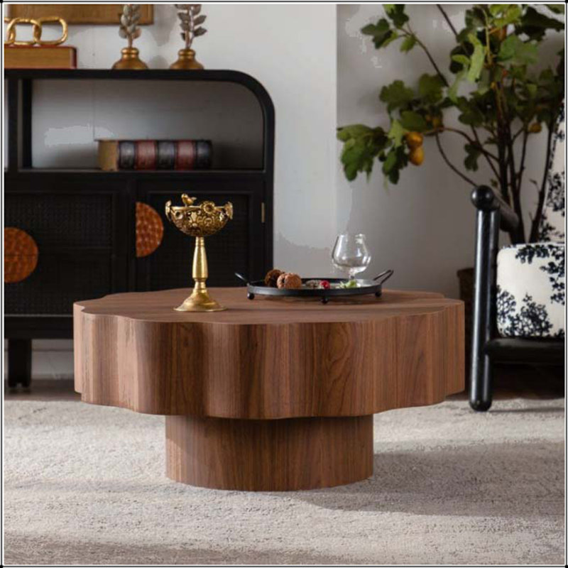Table basse 31,5 "à rebords festonnés - forme ondulée, Walnut