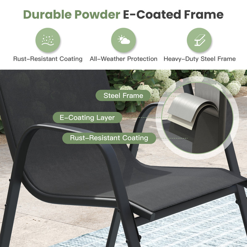Stackable Patio Dining Chairs, Black