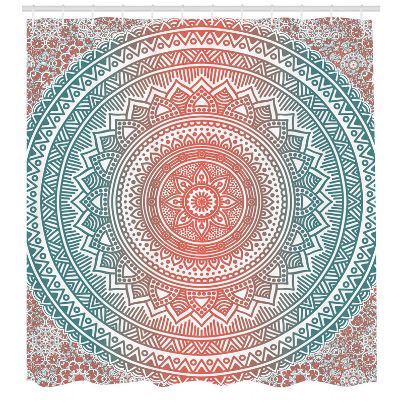 Rideau de douche simple méditation tapis theme Cormac, H 75 po x l 69 po, Corail