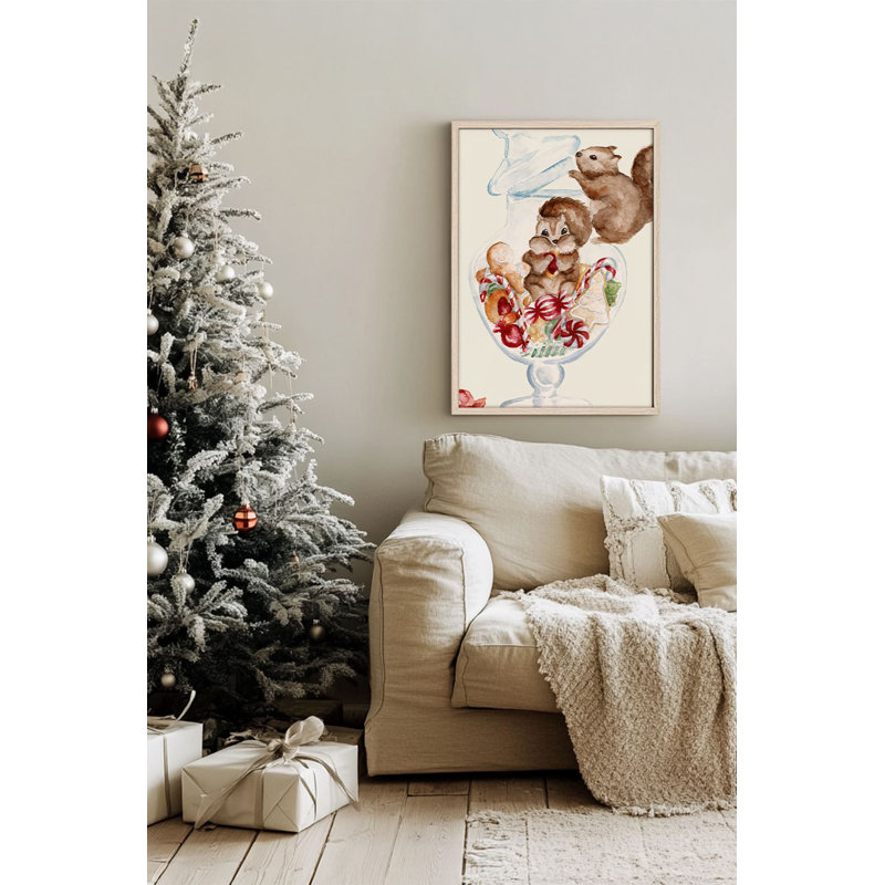 «Festive Christmas», peinture encadrée décorative de 13,0 po x 19,0 po | Cadre 100% bois massif (épaisseur: 0,8 pouce), œuvre d'art 100% MDF | Impression numérique pour des couleurs vives, décoration murale parfaite pour la maison et le bureau