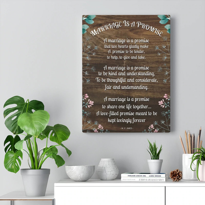 "Le mariage est une promesse", reproduction d'art sur toile tendue prête à être accrochée_114666