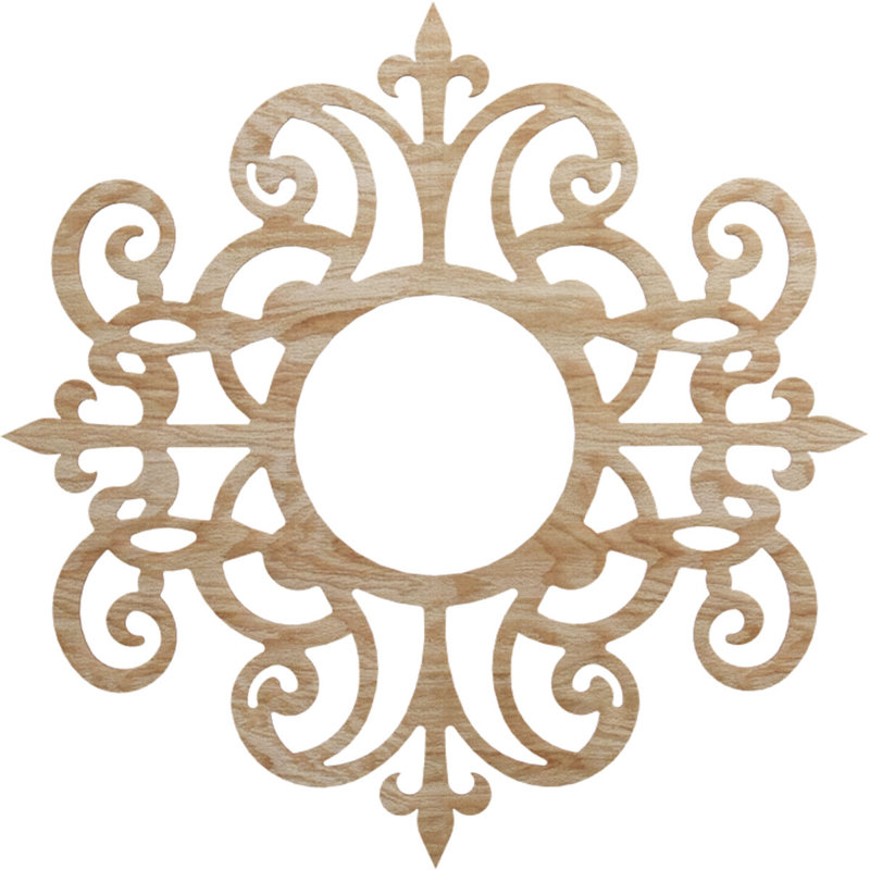 Médaillon de plafond en bois Dijon, Chêne rouge, H 32 po x l 32 po x P 0,25 po
